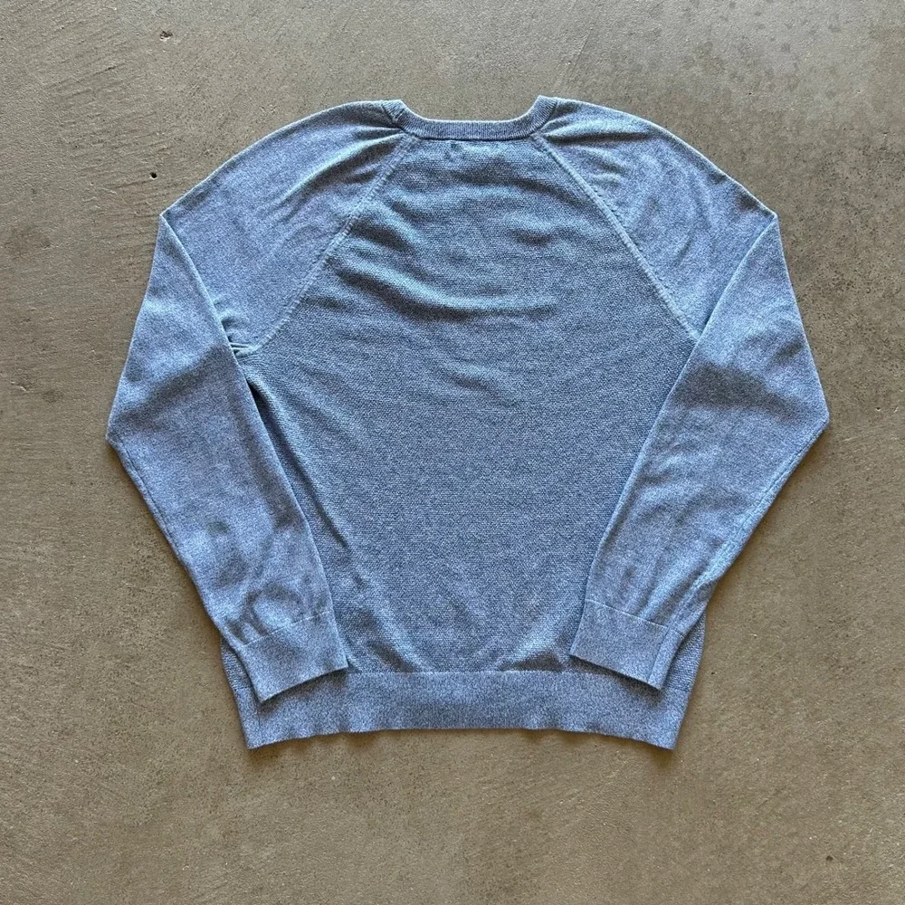 Banana Republic Sweater Mens Large Blue Raglan Crewneck Textured Knit Pullover
